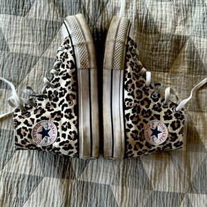 Super fun leopard high tops with a pink tongue